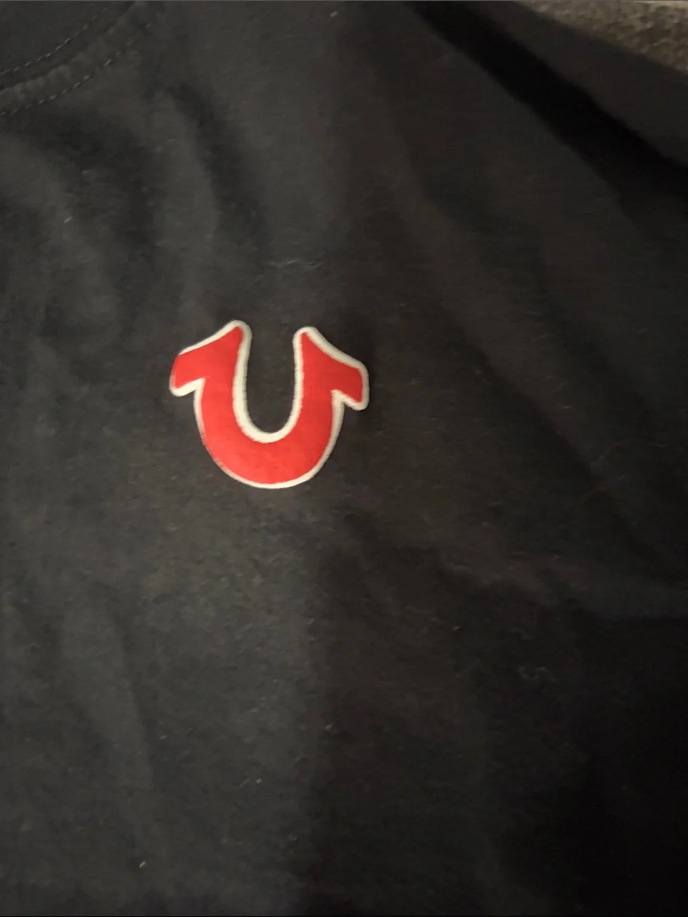 True Religion Black Tee with Red Horseshoe Logo